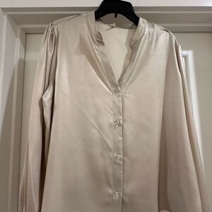 Cloth & Stone Cream Satin Blouse